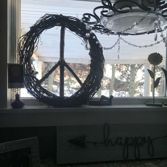 Handmade Rustic Peace Sign Wreath - Picture 3 of 4